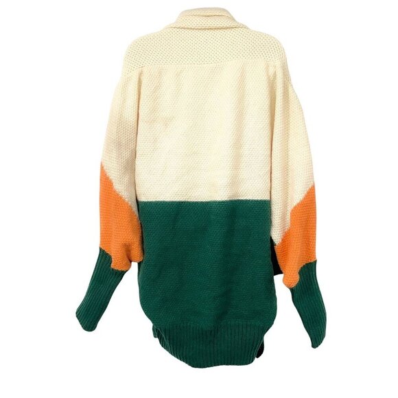 Davi & Dani Colorblock Striped Cardigan Sweater Top Dolman Sleeve Slouchy - Picture 2 of 7